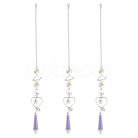 3Pcs Alloy Planet Moon Hanging Ornaments HJEW-TA00367-1