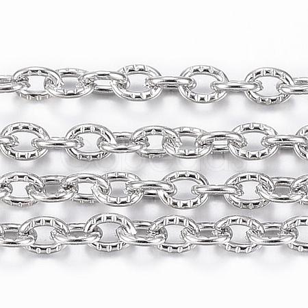 Tarnish Resistant 304 Stainless Steel Textured Cable Chains CHS-H012-01P-1