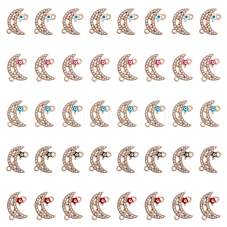 40Pcs 5 Colors Moon Alloy Enamel Connector Charms ENAM-CA0001-55-1