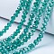 Electroplate Glass Beads Strands, AB Color Plated, Faceted, Rondelle, Dark Cyan, 10x8mm, Hole: 1mm, about 63~65pcs/strand, 49~50cm