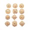 12Pcs 12 Style Exquistie Alloy Rhinestone Brooches, Round & Rhombus & Flower & Oval Lapel Pin for Wedding Party, Golden, Crystal, 29~37x30~35.5x12mm, 1pc/style