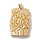 PVD Vacuum Plating 304 Stainless Steel Big Pendants, Tree Bark Charm, Golden, 51x33x7mm, Hole: 8.5x5mm