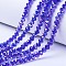 Electroplate Glass Beads Strands, AB Color Plated, Faceted, Rondelle, Blue, 8x6mm, Hole: 1mm, about 63~65pcs/strand, 39~40cm