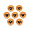 Halloween Printed Natural Wood Beads, Flat Round with Spider Pattern, Dark Orange, 19~20x5.9mm, Hole: 2~2.2mm