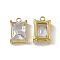 PVD Vacuum Plating 201 Stainless Steel Glass Charms, Rectangle, Real 18K Gold Plated, 12x8x4.5mm, Hole: 1.6mm