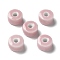 Handmade Porcelain Beads, Flat Round, Pearl Pink, 9.5~10x6mm, Hole: 3mm