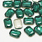 Pointed Back Glass Rhinestone Cabochons, Faceted, Rectangle Octagon, Med.Emerald, 14x10x4mm