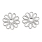 Brass Cabochons, Etched Metal Embellishments, Flower, Real Platinum Plated, 16x15.5x0.7mm