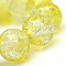 Baking Painted Crackle Glass Bead Strands, Round, Yellow, 6mm, Hole: 1.3~1.6mm, about 133pcs/strand, 31.4 inch