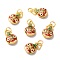 Zinc Alloy Enamel Pendants, with Jump Ring, Golden, Gold Swallowing Beast Charm, Red, 27mm, Pendant: 15x11.5x5.5mm