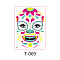 Heat Tranfer Printing Luminous Body Art Face Tattoo Sticker, Skull, for Halloween, Colorful, 21x15cm