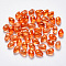 Transparent Spray Painted Glass Charms, with Glitter Powder, Teardrop, Coral, 9x6x6mm, Hole: 1mm