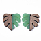 Resin & Wood Pendants, Tropical Leaf Charms, Monstera Leaf Pendant, Green, 30x28x3.5mm, Hole: 2mm