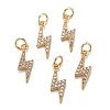 Brass Clear Cubic Zirconia Charms ZIRC-C024-14G-2