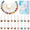 18Pcs 9 Styles Butterfly Acrylic & Alloy Enamel Pendant Locking Stitch Markers HJEW-SC00097-1