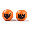 Halloween Theme Wood European Beads WOOD-N016-04I-3