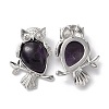 Natural Amethyst Teardrop Pendant Rhinestone Settings G-K339-02P-02-2