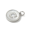 Brass Pave Natural Shell Flat Round with Letter Charms KK-Z115-13P-C-2
