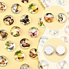 60Pcs Half Round with Butterfly Glass Cabochons GGLA-FS0001-16B-3