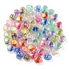 UV Plating Rainbow Iridescent Acrylic Beads OACR-F004-05-3