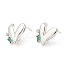 Green Cubic Zirconia Heart Stud Earrings EJEW-P213-13P-1