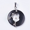 Natural Dyed & Heated Black Agate Pendants X-G-F546-A16-2