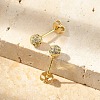 Round Brass Micro Pave Clear Cubic Zirconia Stud Earrings LS-EJEW-D311-107G-4