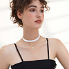 Alloy Enamel Letter Pendant Single Face White Velvet Ribbon & Brass Chain Double Layered Choker Necklaces NJEW-TAC0035-8