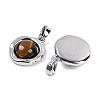 Natural Tiger Eye Flat Round Charms KK-U043-42G-B-2