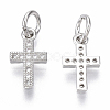 Brass Micro Pave Cubic Zirconia Tiny Cross Charms ZIRC-R109-024B-P-NF-1
