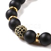 3Pcs Natural Dyed & Heated Black Agate and Coconut Beads Stretch Bracelets Set BJEW-JB08933-7