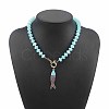 Bohemian Alloy Enamel Fish Pendant Rondelle Resin Beaded Necklaces for Women WGAFD1E-03-1