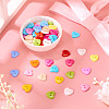 150Pcs Acrylic Heart Buttons BUTT-TA0001-38-6