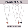 30Pcs 3 Corss Religion Wood Pendant Necklaces for Women NJEW-DC00012-2