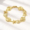 Summer Beach Brass Micro Pave Clear Cubic Zirconia Starfish & Shell Shape Link Chain Bracelets LS-BJEW-C118-02A-G-3