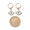 Japanese Seed Braided Rhombus with Evil Eye Dangle Hoop Earrings EJEW-MZ00002-01-5