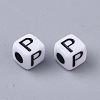 White Opaque Acrylic Beads X-MACR-R869-02P-2