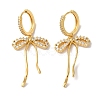 Bowknot Brass Micro Pave Clear Cubic Zirconia Hoop Earrings for Women EJEW-A110-03G-2