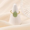 Natural Green Aventurine/Lapis Lazuli/Tiger Eye/Rose Quartz  Cuff Open Rings RJEW-JR01105-3