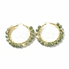 Natural Green Spot Jasper Beaded Hoop Earrings for Women EJEW-C003-03F-RS-1