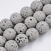 Spray Painted Natural Lava Rock Beads Strands G-N0324-D-02-1