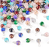 100Pcs 10 Colors Baking Paint Glass Pendants PALLOY-TAC0205-3