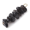 Gradient Color Natural Smoky Quartz & Natural Obsidian & Natural Labradorite Chip Beaded Pendants PALLOY-JF02795-07-4