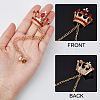 AHADEMAKER 3Pcs 3 Colors Rhinestone Crown with Hanging Safety Chains Brooch JEWB-GA0001-13-5