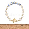 Natural Cultured Freshwater Pearl & Handmade Porcelain & Non-magnetic Synthetic Hematite Beaded Bracelets for Women BJEW-JB13964-4