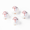 Painted Natural Wood Round Beads X1-WOOD-N006-181-2