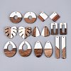 16Pcs 8 Styles Opaque Resin & Walnut Wood Pendants RESI-N053-25-1