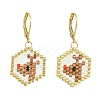 Christmas 304 Stainless Steel with Glass Cylinder Seed Beads Dangle Earrings EJEW-MZ00819-2