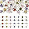 28Pcs 7 Colors Brass Pave Cubic Zirconia Heart Links Connector Charms KK-TA0003-47-2