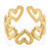 Ion Plating(IP) 304 Stainless Steel Hollow Heart Cuff Rings X-RJEW-N038-124LG-2